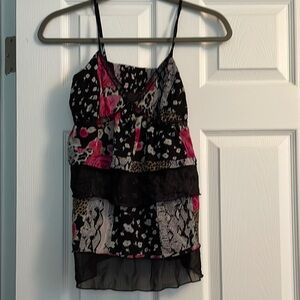 Express Black and Pink Tiered Camisole